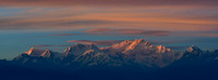 Jannu, Rathong, Kabru, Kangchenjunga and Pandim at sunset from Observatory Hill, Darjeeling