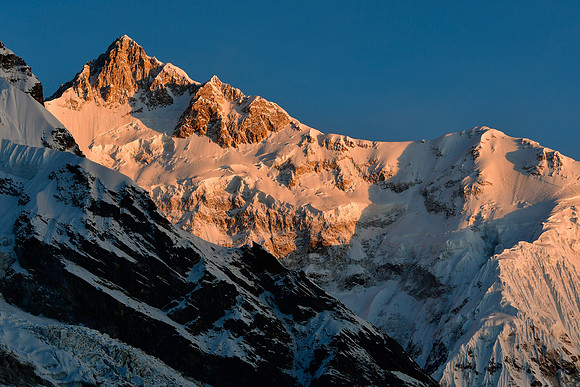Sunrise on Kanchenjunga South from a 4600 metre high point north of Samiti Lake