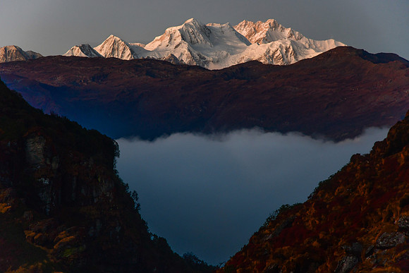 Kabru and Kangchenjunga just after sunset from Dhor