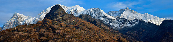 Kabur from Dzongri Top, with Rathong, Kabru, Kabru Dome, Forked Peak and Kangchenjunga on the horizon