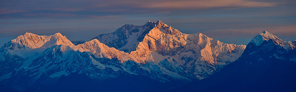 Kabru, Kangchenjunga and Pandim at sunrise from Observatory Hill, Darjeeling