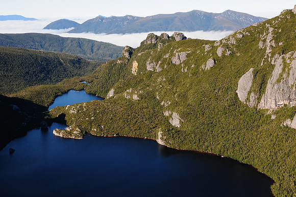 Lake Oberon from the summit of Mount Pegasus, Western Arthur Range, Southwest National Park