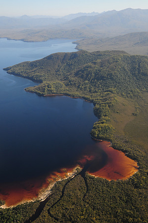 Aerial view of Bathurst Harbour, Southwest National Park