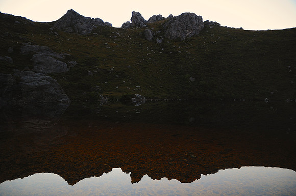 Lake Cygnus before sunrise, Western Arthur Range, Southwest National Park