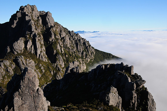 Mount Orion from the ridge above Lake Oberon, Western Arthur Range, Southwest National Park