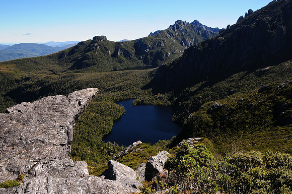 Lake Ariel from Mount Columba, Western Arthur Range, Southwest National Park