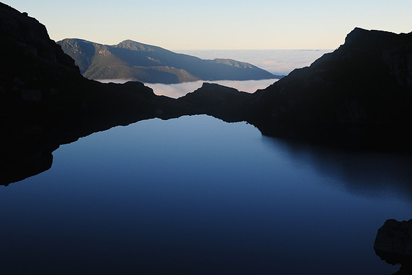 Lake Oberon at sunrise, Western Arthur Range, Southwest National Park