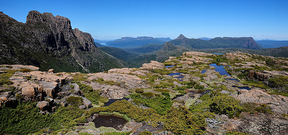 Mount Geryon, Mount Gould and The Guardians from the ridge north of Lake Selene, Cradle Mountain-Lake St. Clair National Park