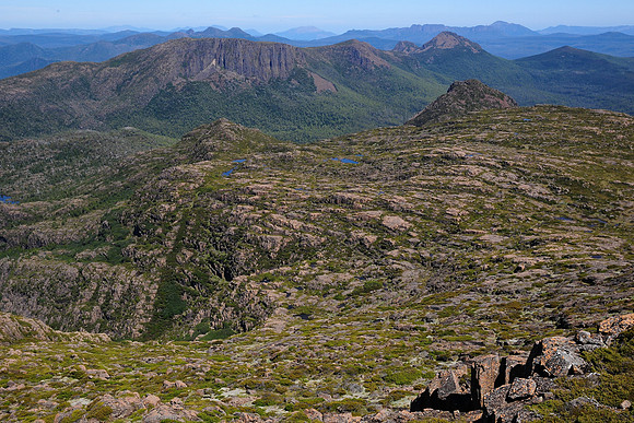 Looking southwest from the high point north of Mount Geryon, Cradle Mountain-Lake St. Clair National Park