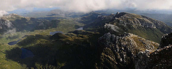 Clytemnestra and Lakes Cecily, Gertrude, Magdalen and Millicent from the summit of Frenchman's Cap, Franklin-Gordon Wild Rivers National Park