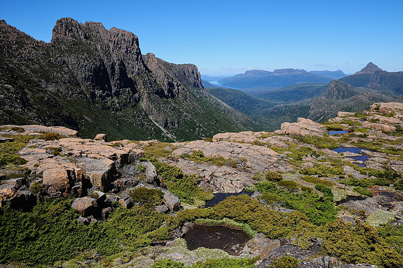 Mount Geryon and Mount Gould from the ridge north of Lake Selene, Cradle Mountain-Lake St. Clair National Park