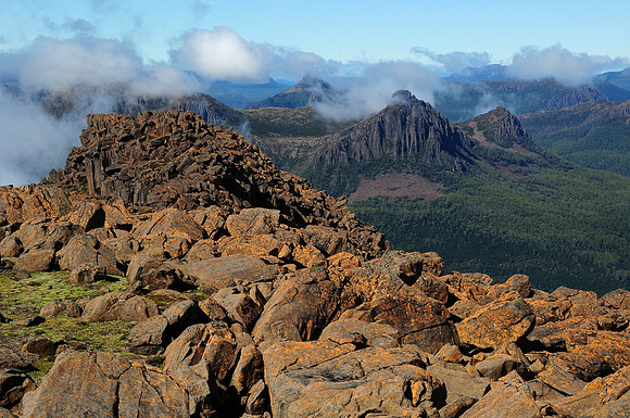 Looking south to the Du Cane Range from the summit of Mount Ossa, Cradle Mountain-Lake St. Clair National Park