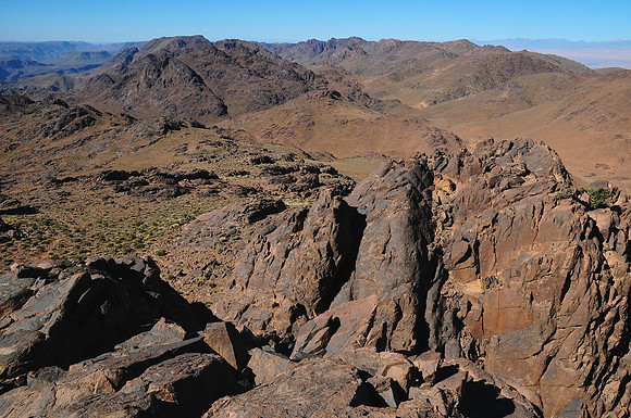 Looking southwest from the summit of Kouaouch, Jebel Sahro