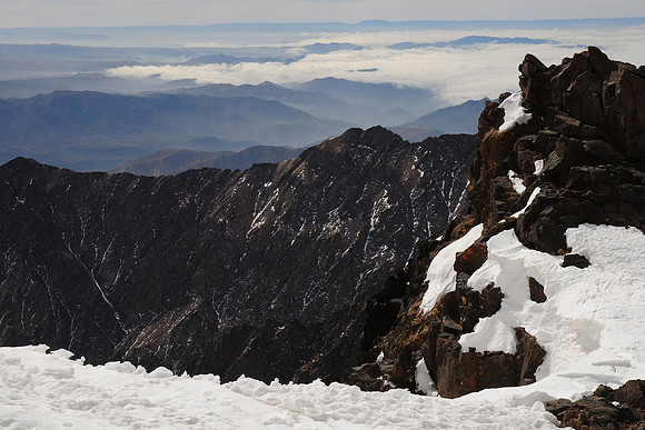 On the summit ridge of Toubkal in the Western High Atlas Mountains