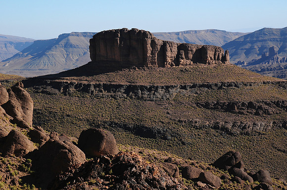 A nearby rock formation viewed from the base of Tassigdelt, Jebel Sahro