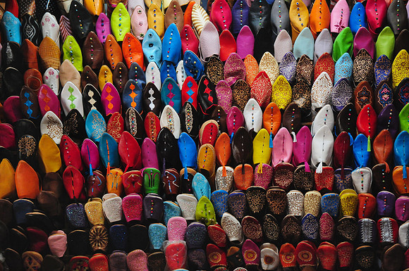 Shoes for sale in the souks, Marrakech