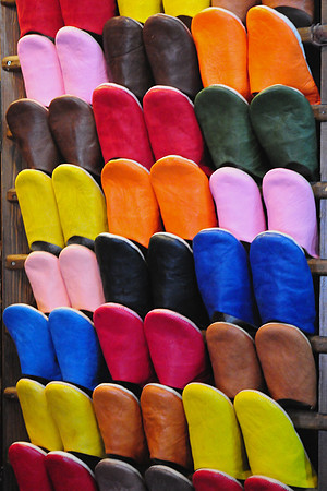 Shoes for sale in the souks, Marrakech
