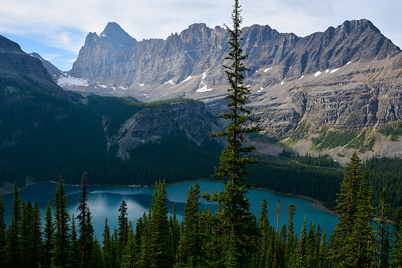 Lake O'Hara and the ridge between Mount Biddle and Mount Schaffer from the trail to Wiwaxy Gap, Lake O'Hara Alpine Circuit