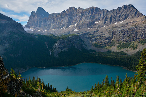 Lake O'Hara and the ridge between Mount Biddle and Mount Schaffer from the trail to Wiwaxy Gap, Lake O'Hara Alpine Circuit