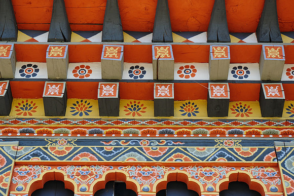 Detail of painting on house in Laya