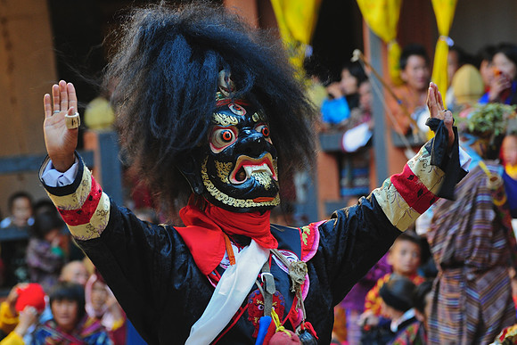 Masked dancer at the Jakar Dzong festival