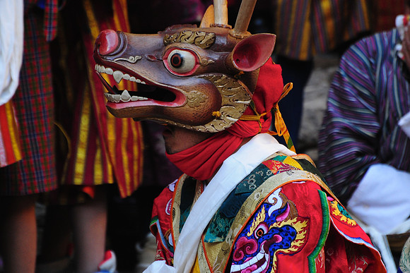 Masked dancer at the Jakar Dzong festival