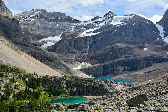 Lefroy Lake and Lake Oesa below Mount Lefroy and Glacier Peak, Lake O'Hara Alpine Circuit