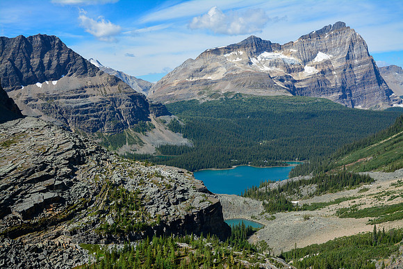 Odaray Mountain and Lake O'Hara from the Huber Ledges, Lake O'Hara Alpine Circuit