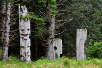 Haida poles, SGang Gwaay Llnagaay (Ninstints), Gwaii Haanas National Park