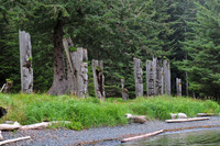 Haida poles, SGang Gwaay Llnagaay (Ninstints), Gwaii Haanas National Park