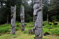Haida poles, SGang Gwaay Llnagaay (Ninstints), Gwaii Haanas National Park