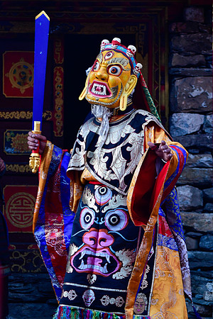 A harvest festival dancer at  the gompa just east of Chhokang Paro