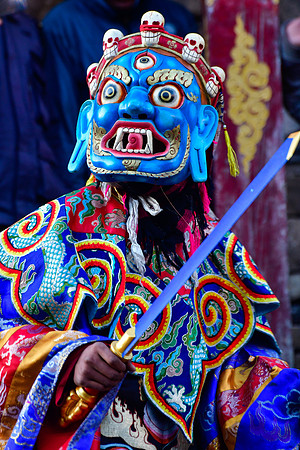 A harvest festival dancer at  the gompa just east of Chhokang Paro