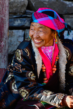 A harvest festival spectator at  the gompa just east of Chhokang Paro