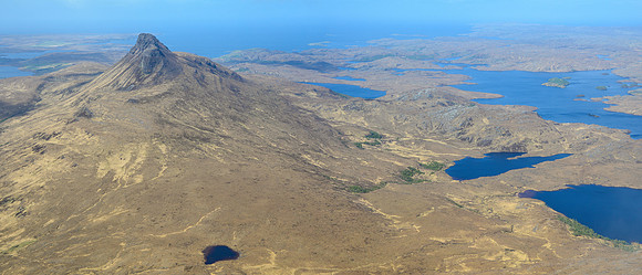 Stac Pollaidh and Loch Sionasgaig from the summit of Cul Beag