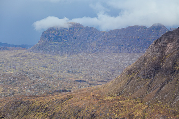 Suilven and the northwest ridge of Cul Mor from the summit of Cul Beag