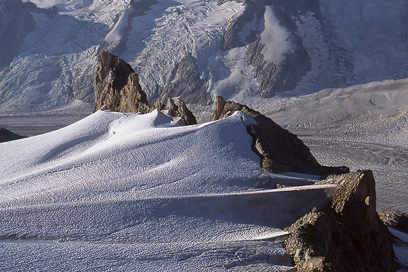 Looking down to the Tiedemann Glacier from Claw Peak