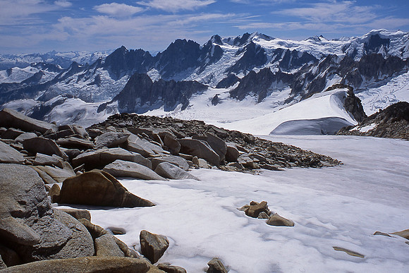 Looking down the Tellot Glacier from Heartstone Peak