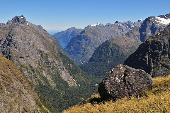 Looking toward Milford Sound from Gertrude Saddle