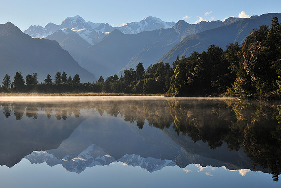 Mount Tasman and Mount Cook from Lake Matheson