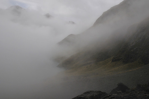 Lake Constance in the mist, Nelson Lakes National Park