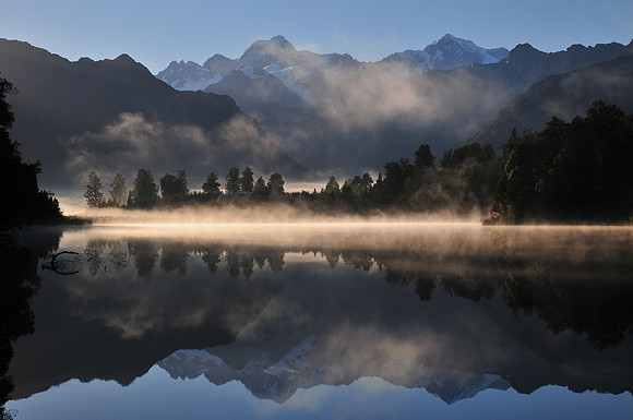 Mount Tasman and Mount Cook from Lake Matheson