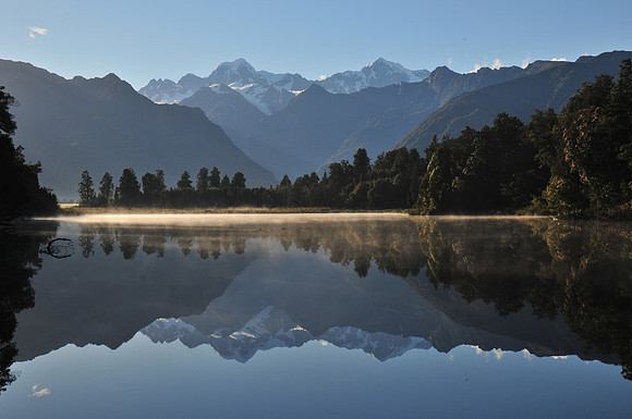Mount Tasman and Mount Cook from Lake Matheson
