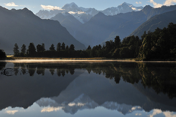 Mount Tasman and Mount Cook from Lake Matheson