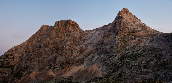 Planja and Razor before sunrise from the Pogacnikov Hut