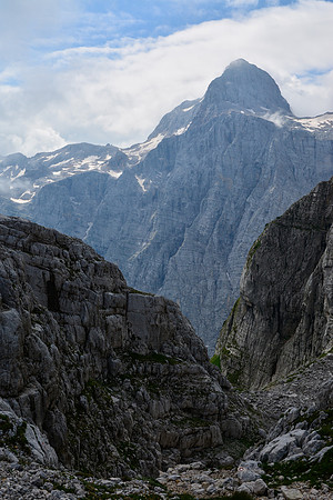 Triglav from the col between Bovski Gamsovec and Stenar