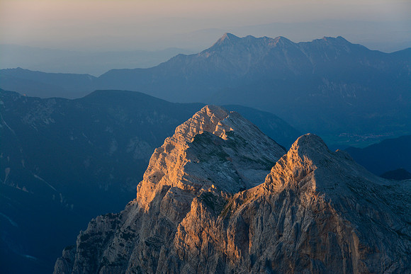 Sunset on Begunjski vrh from Mali Triglav