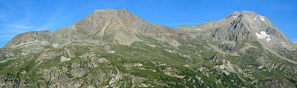The Râteau d'Aussois, the Col de la Masse and Pointe de l'Échelle from the Refuge du Plan Sec