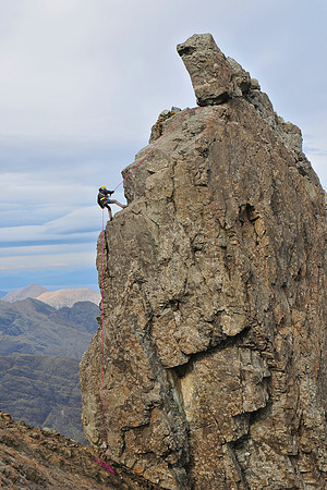 Abseiling off the Inaccessible Pinnacle, Isle of Skye