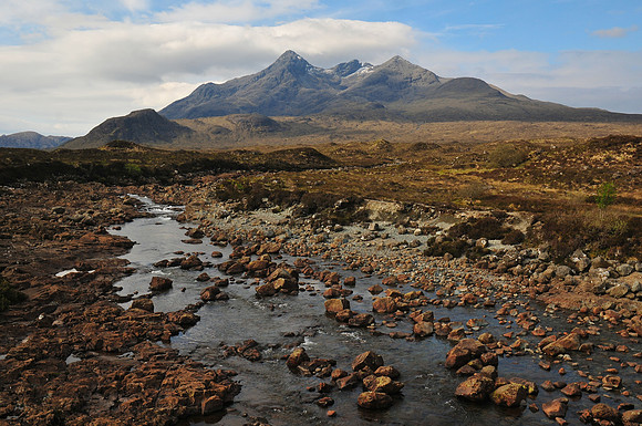The northern end of the Cuillin Ridge from the Sligachan bridge, Isle of Skye